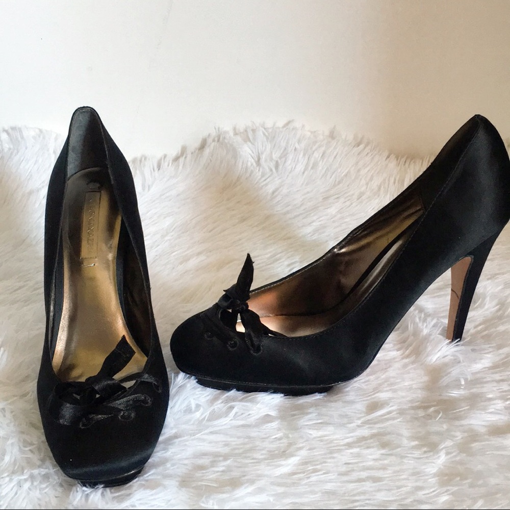 BCBG Maxazria lace up toe heels